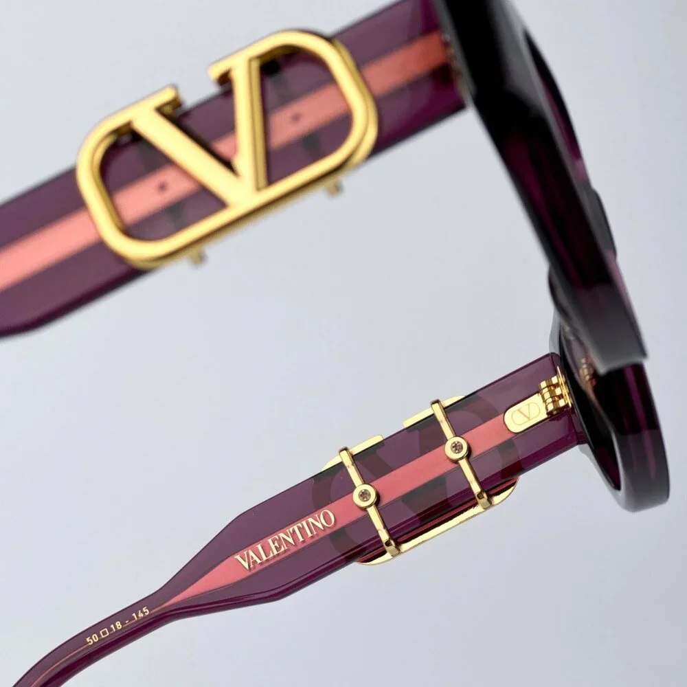 Valentino Men BRAND NEW Sunglasses Crystal Purple Grey Cat Eye V - DUE VLS-103